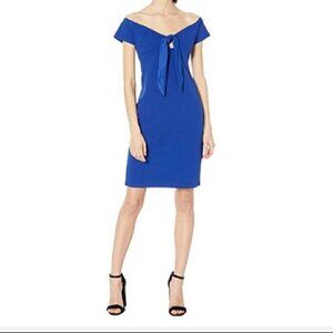 NEW Bebe 6 Off Shoulder Dress Tie Front Keyhole in Royal Blue Cocktail